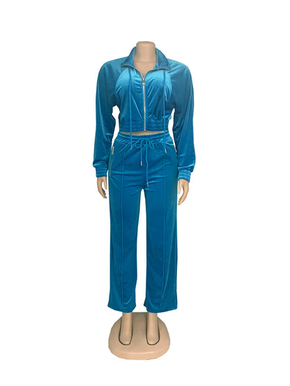 Pants Set Women Two Piece Sets Matching Sets Y2k Streetwear Zipper Coats Long Pants Elastic Waist Sportswear Tracksuit Jogger
