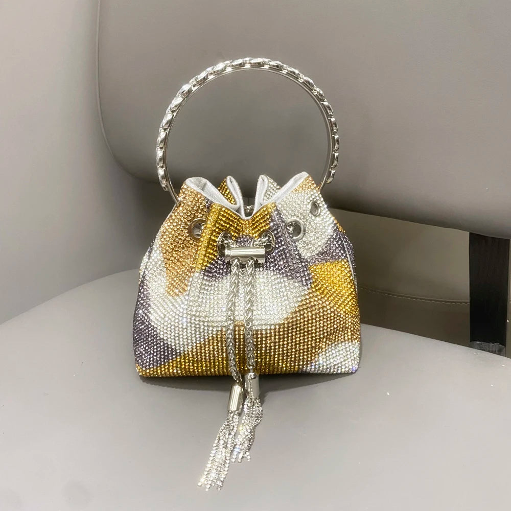 purses and handbags bags for women luxury Designer bucket clutch purse evening banquet bag Crystal rhinestone shoulder bags