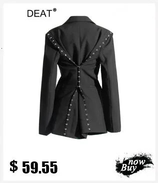 DEAT Fashion Women's Jackets Hooded Zipper Short Contrast Color Drawstring Deconstruction Coat Autumn 2025 New Tide 7AB4742