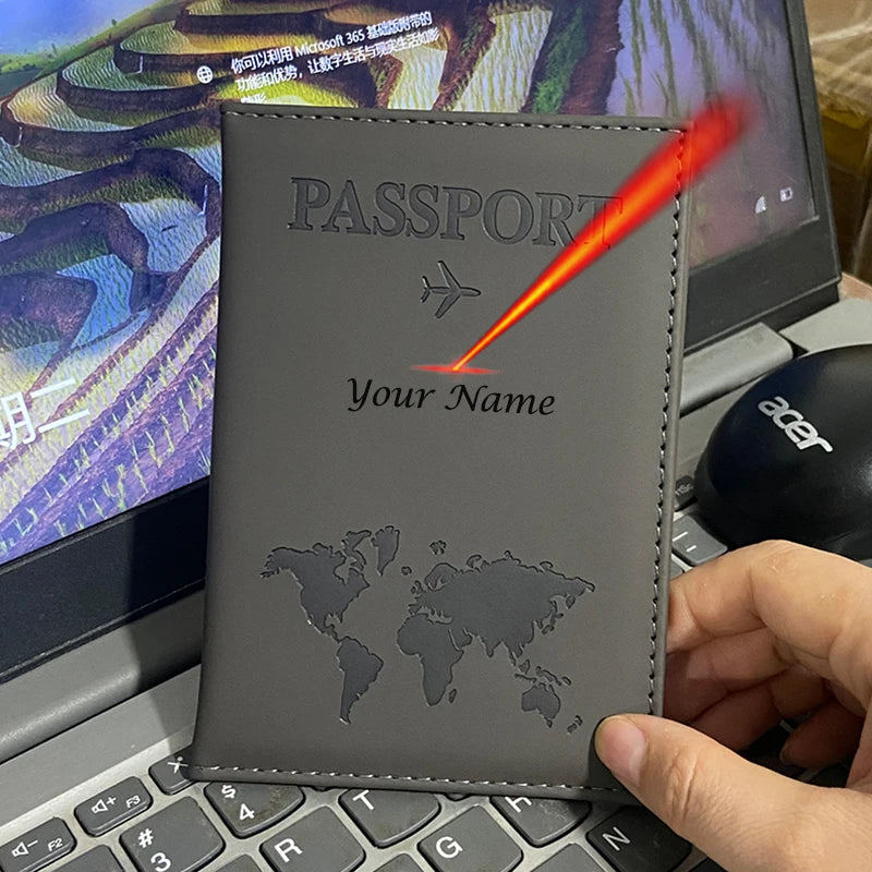 Custom Name on Passport Holder Travel Wallet Pu Cover for Passport Passeport Personnalisé (confirm name first then make order) )