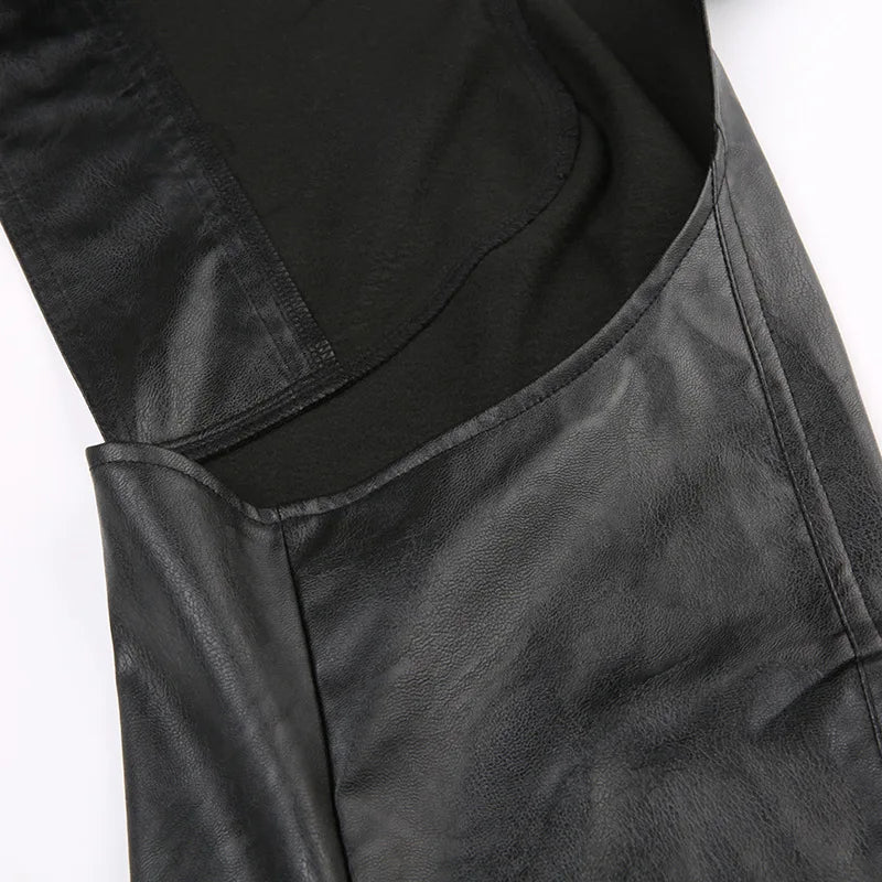 ALLNeon Y2K Rave Faux Pu Leather Hooded Cropped Jackets Tops Baddie Punk Long Sleeve Hoodies Short Coat Women Hot Street Outwear