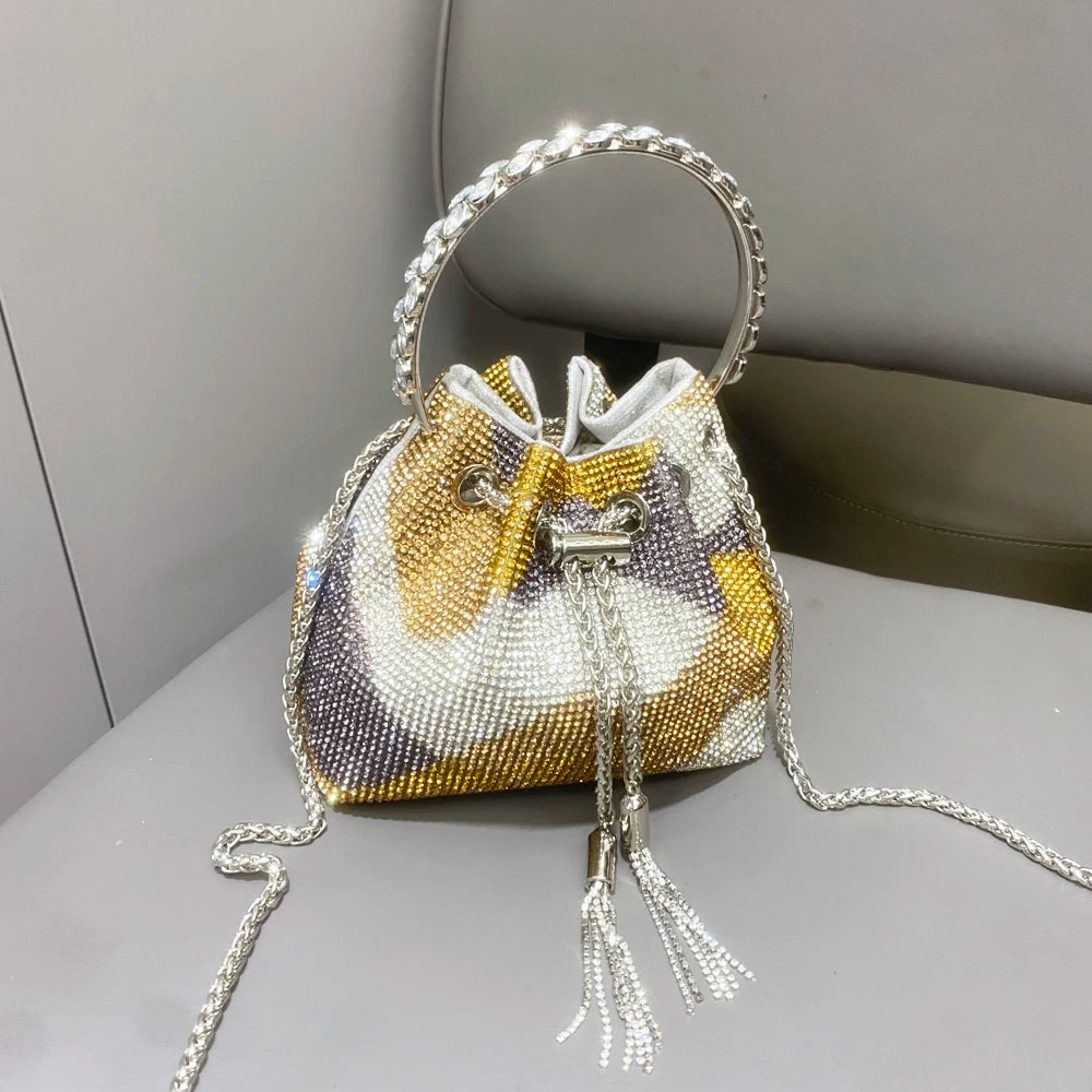 purses and handbags bags for women luxury Designer bucket clutch purse evening banquet bag Crystal rhinestone shoulder bags