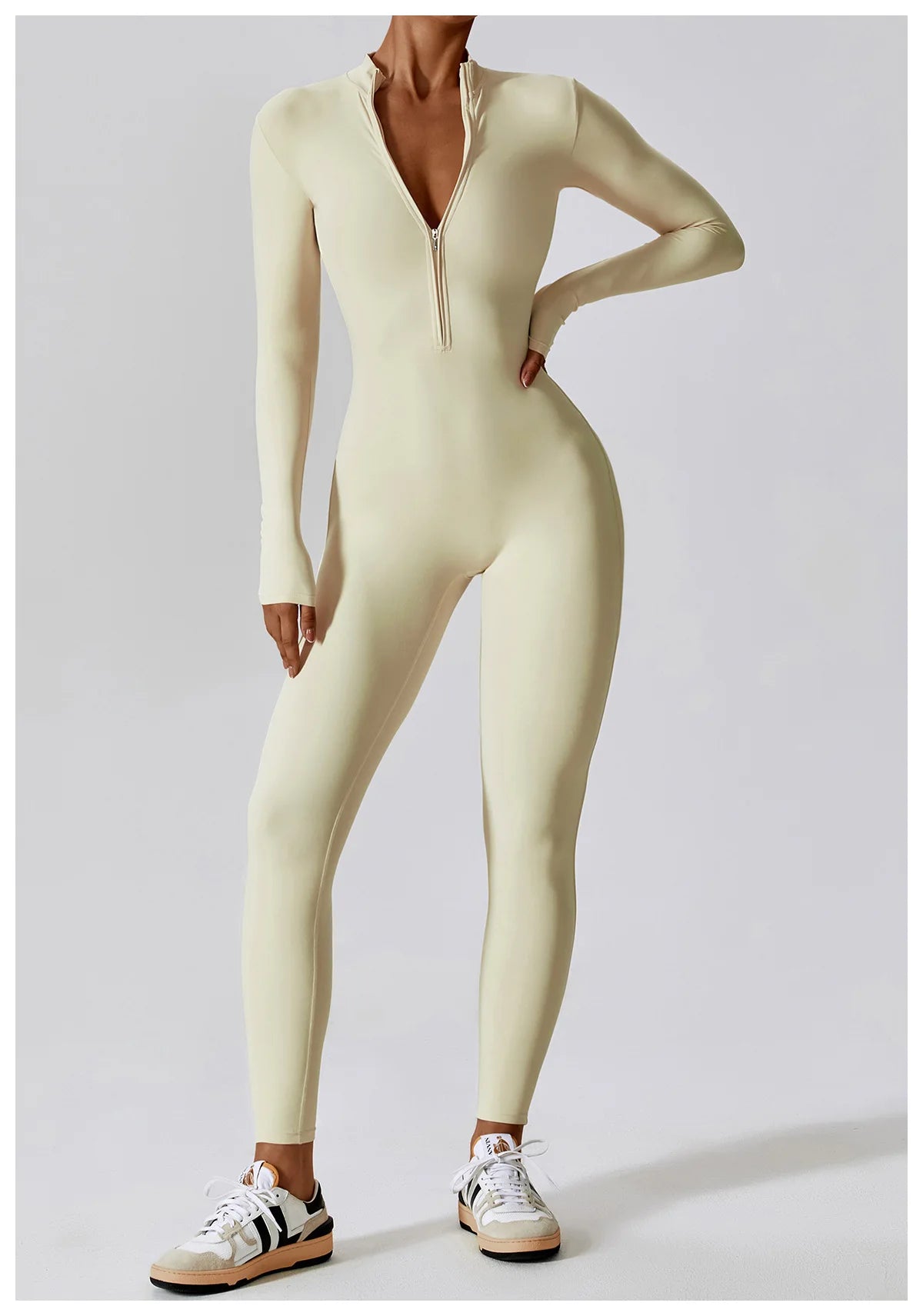 Customized LOGO women's zipper long-sleeved yoga onesie high-intensity fitness sports onesie tights