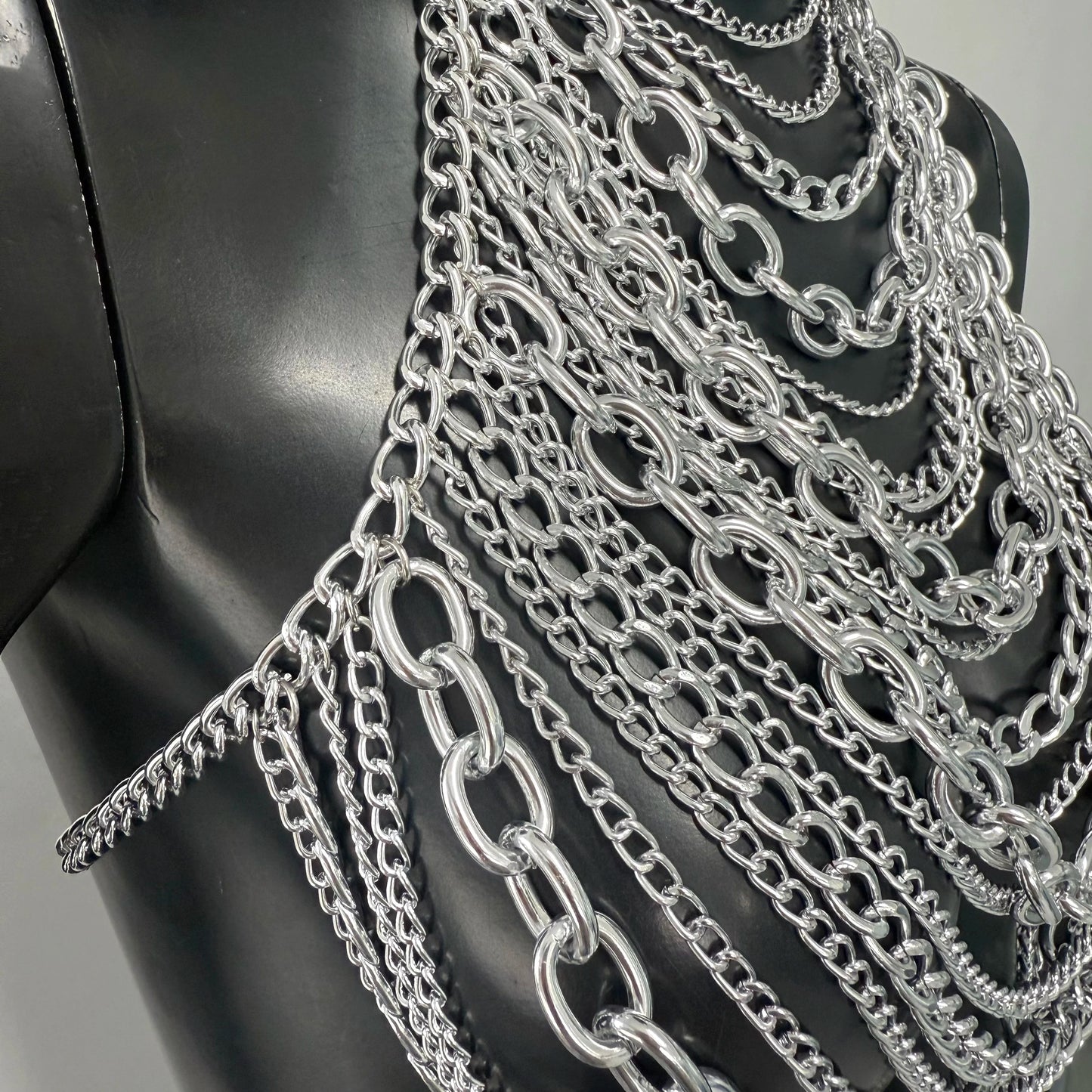 New Variety Of Body Chain Temperament White Pearl Suspender Silver Chain Top Metal Layered Fashionable Women's Clothing