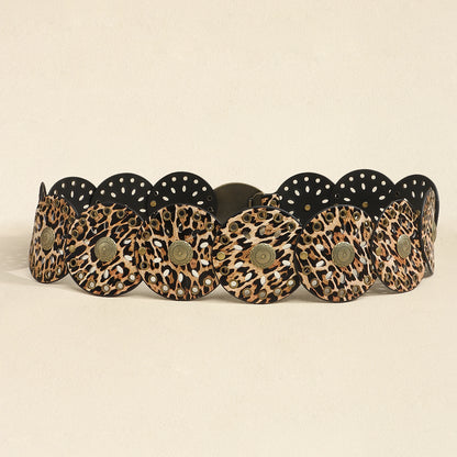 New rivet round piece ethnic style belt for women vintage with skirt pants waist cover Boho style patchwork belt
