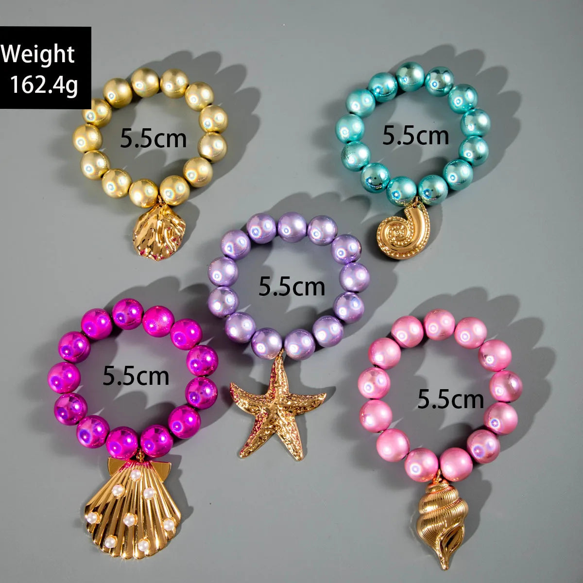 DIEZI Bohemian Multicolor CCB Beads Bracelets For Women Fashion Sweet Shell Starfish Conch Charm Bracelets Bangles Men Jewelry