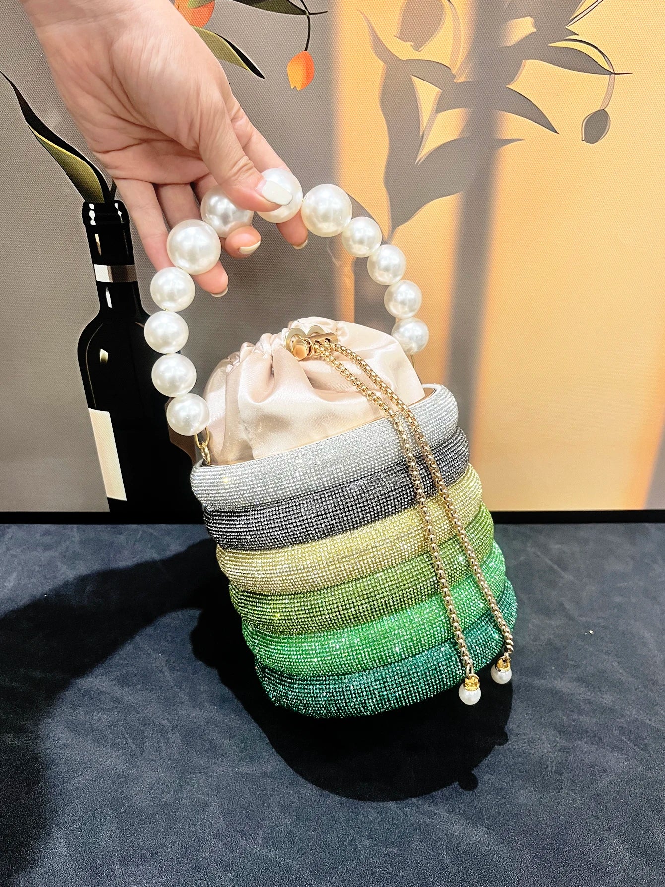 handmade Rhinestones Evening clutch Bag Purses and handbag luxury Designer shoulder bag Shiny Crystal Clutch purse bucket bag
