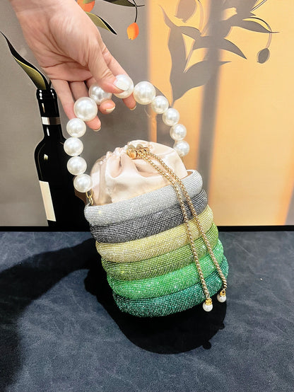 handmade Rhinestones Evening clutch Bag Purses and handbag luxury Designer shoulder bag Shiny Crystal Clutch purse bucket bag