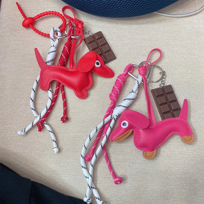 Braided Rope Bag Pendant High-grade Keychain Pendant Ruth's Same Style Dachshund Pendant Suitable For Phone Bag Accessories