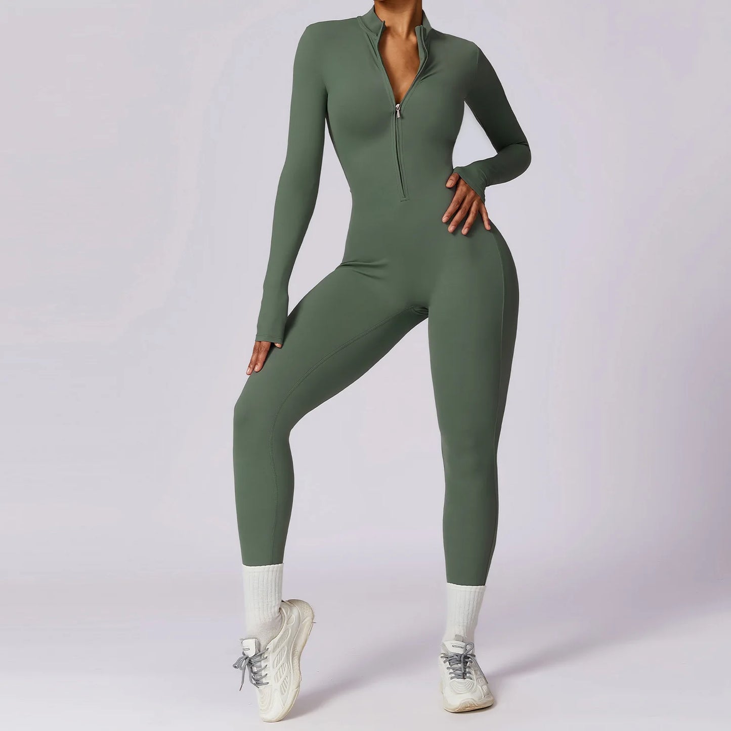 Customized LOGO women's zipper long-sleeved yoga onesie high-intensity fitness sports onesie tights