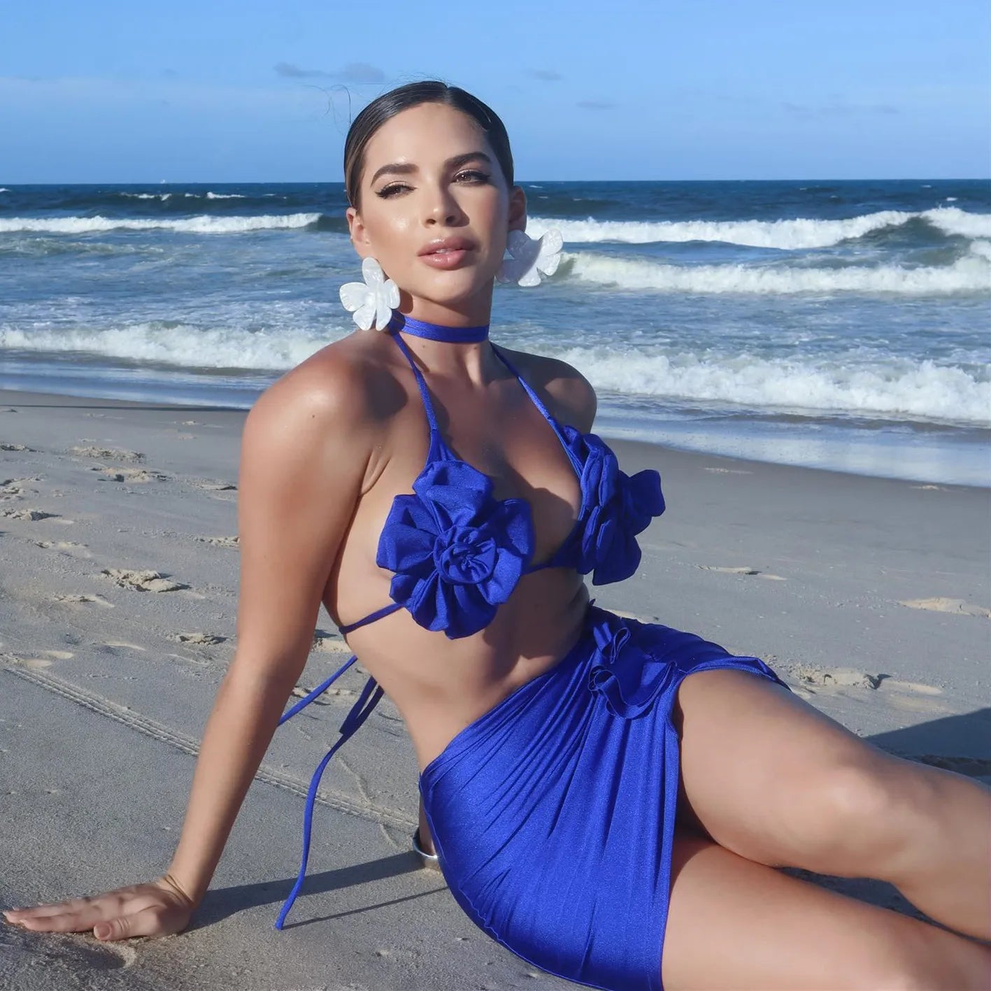 Flower Bikini Set With Skirt Luxury Designer Swimsuit Women Sexy Swimwear High Waist Biquini Desire Bodysuit Bathsuit Beachwear