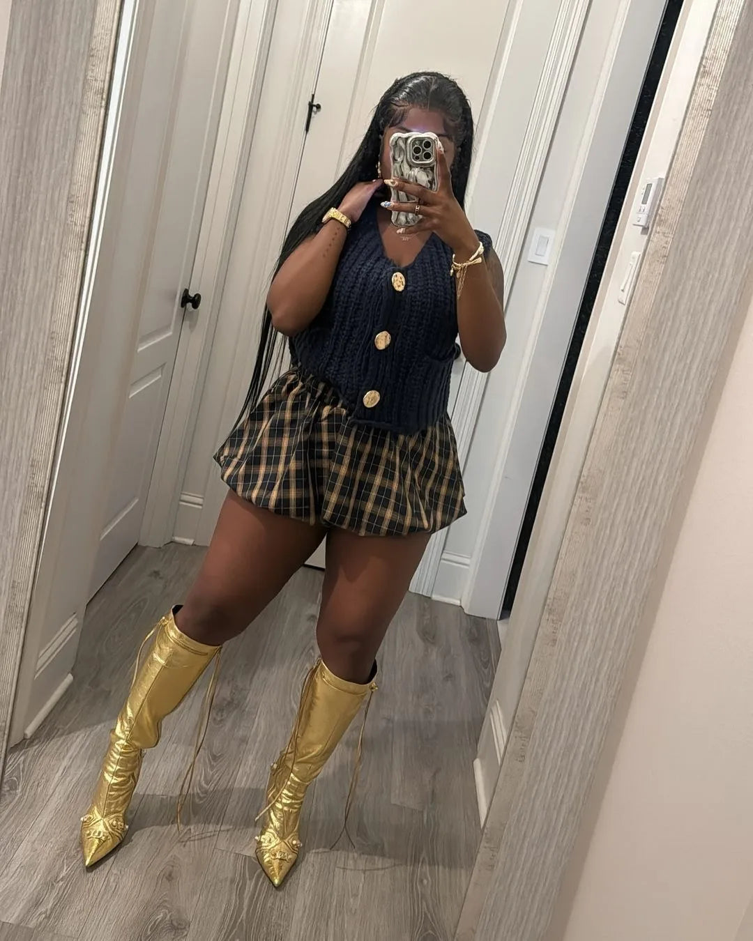 CMYAYA Autumn Bubble A-Line Basic Plaid Leopard High Waist Women's Bud Skirt Sweet Cute Sexy Casual 2024 Street Skirts Vacation