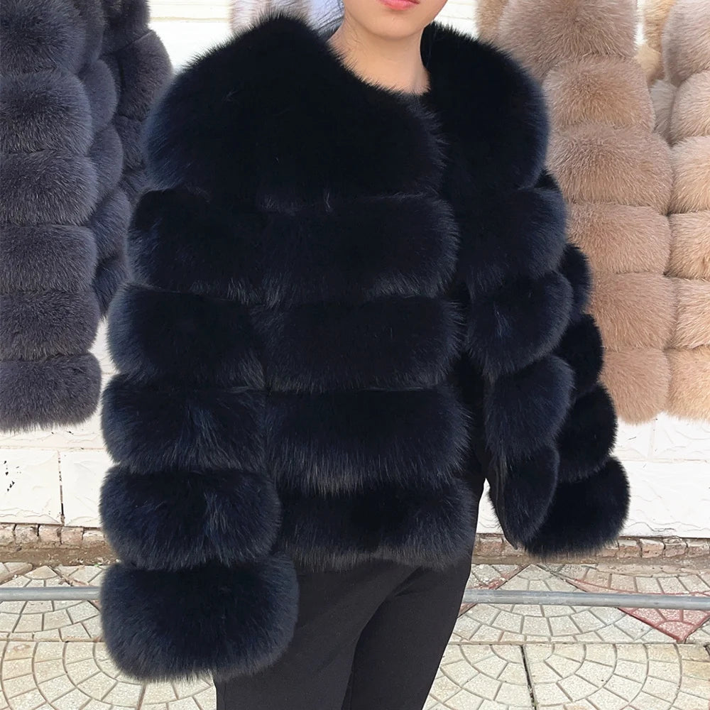 QUEENTINA Fox Fur Coat Real Winter Women'S New Fashion Furry 2025 Leather And Skin White Clothing Natural New In Coats & Jackets