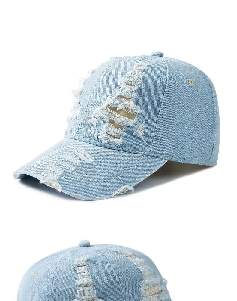 Washed Denim Baseball Cap Women Men Sunshade Breathable Spring Summer Hat Vintage Snapback Cap Female