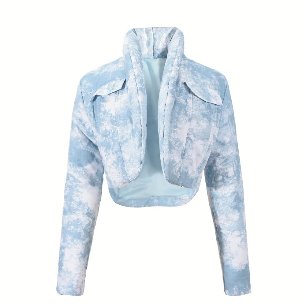 CM.YAYA Streetwear Women Tie Dye Print Long Sleeve Parkas Jacket Thick Warm 2024 Winter Autumn Outwear Coats