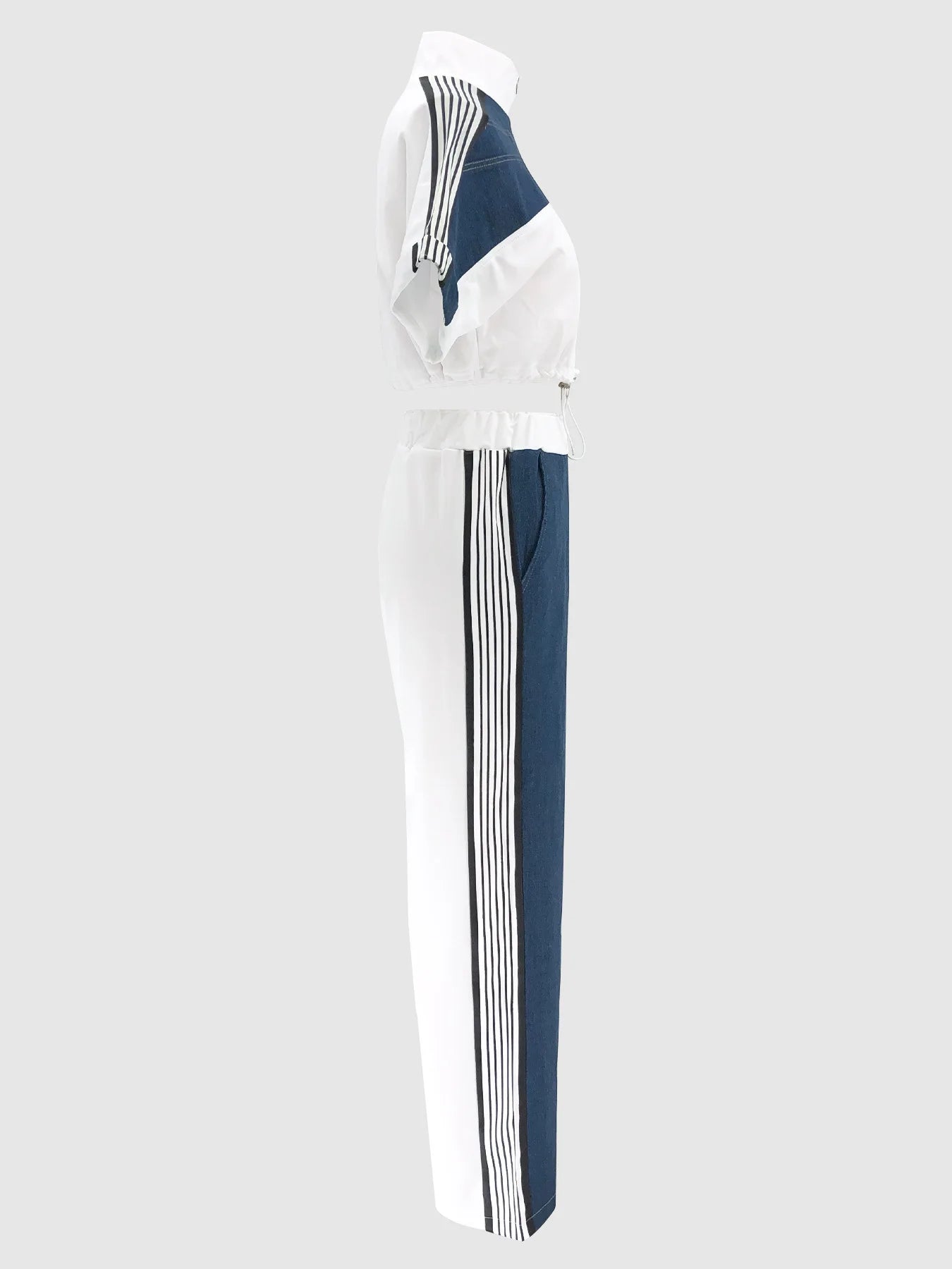 Pant Set Women Two Piece Sets Denim Matching Sets Jogger Tracksuit Matching Sets Zipper Tops Wide Leg Long Pants Elastic Waist