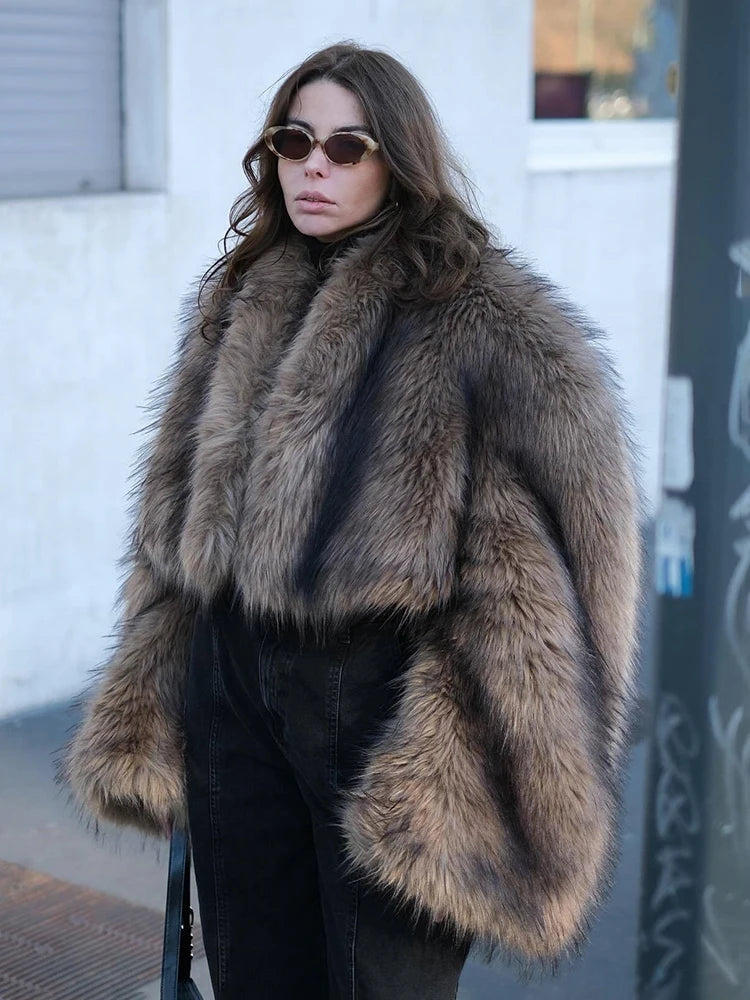 TARUXY Imitation Mink Fur Short Coat For Women Retro Niche Autumn Winter Two-wear Plush Jacket Loose High Street Faux Fur Coat