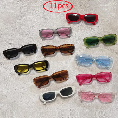 13pcs Small Square Sunglasses Women Retro Sun Glasses Men Brand Classic Travel Rectangle Candy Colors Eyeglasses Female UV400
