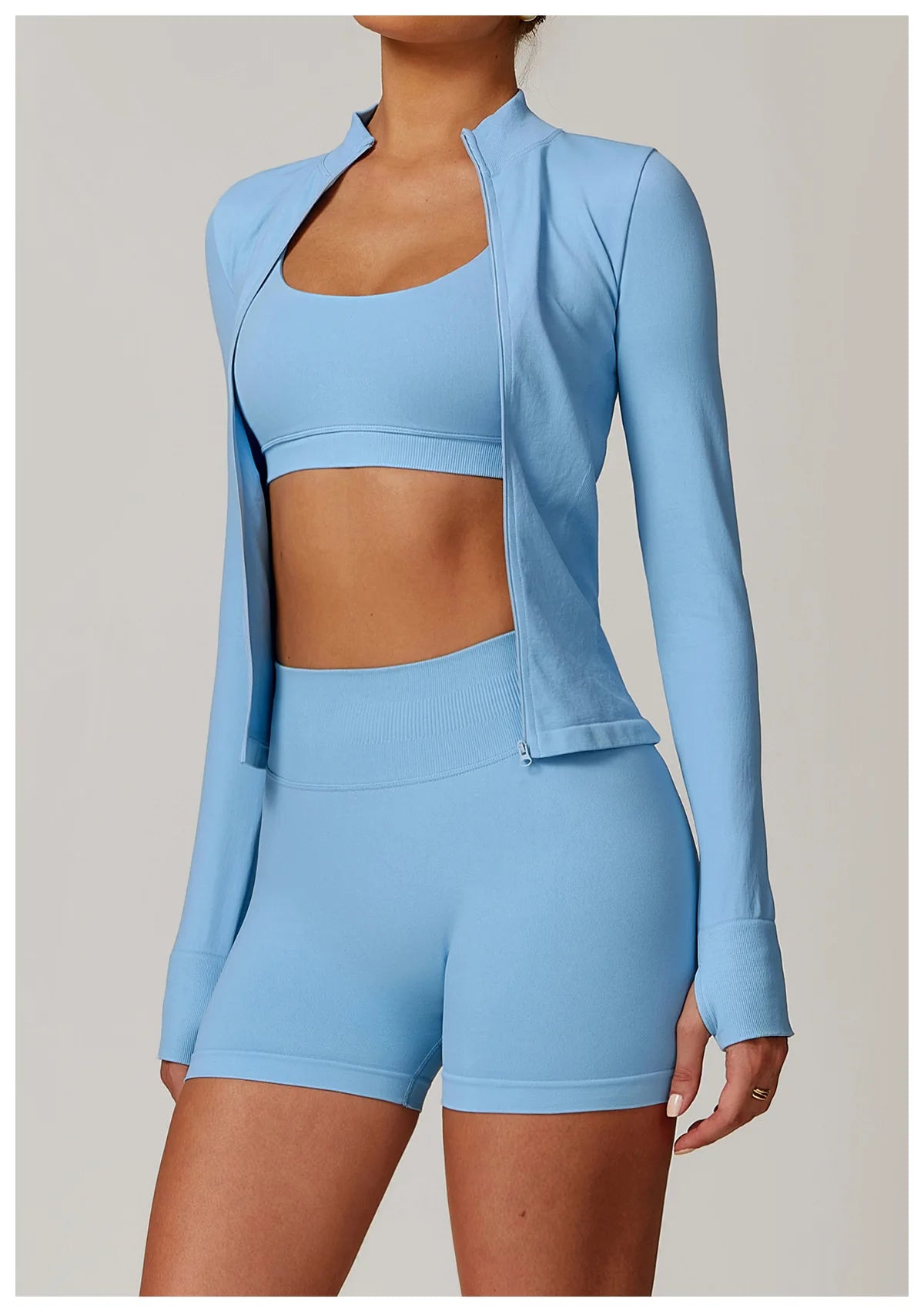 Customized LOGO women's seamless stand-up collar zipper yoga clothes jacket windproof slim top sports running jacket jacket
