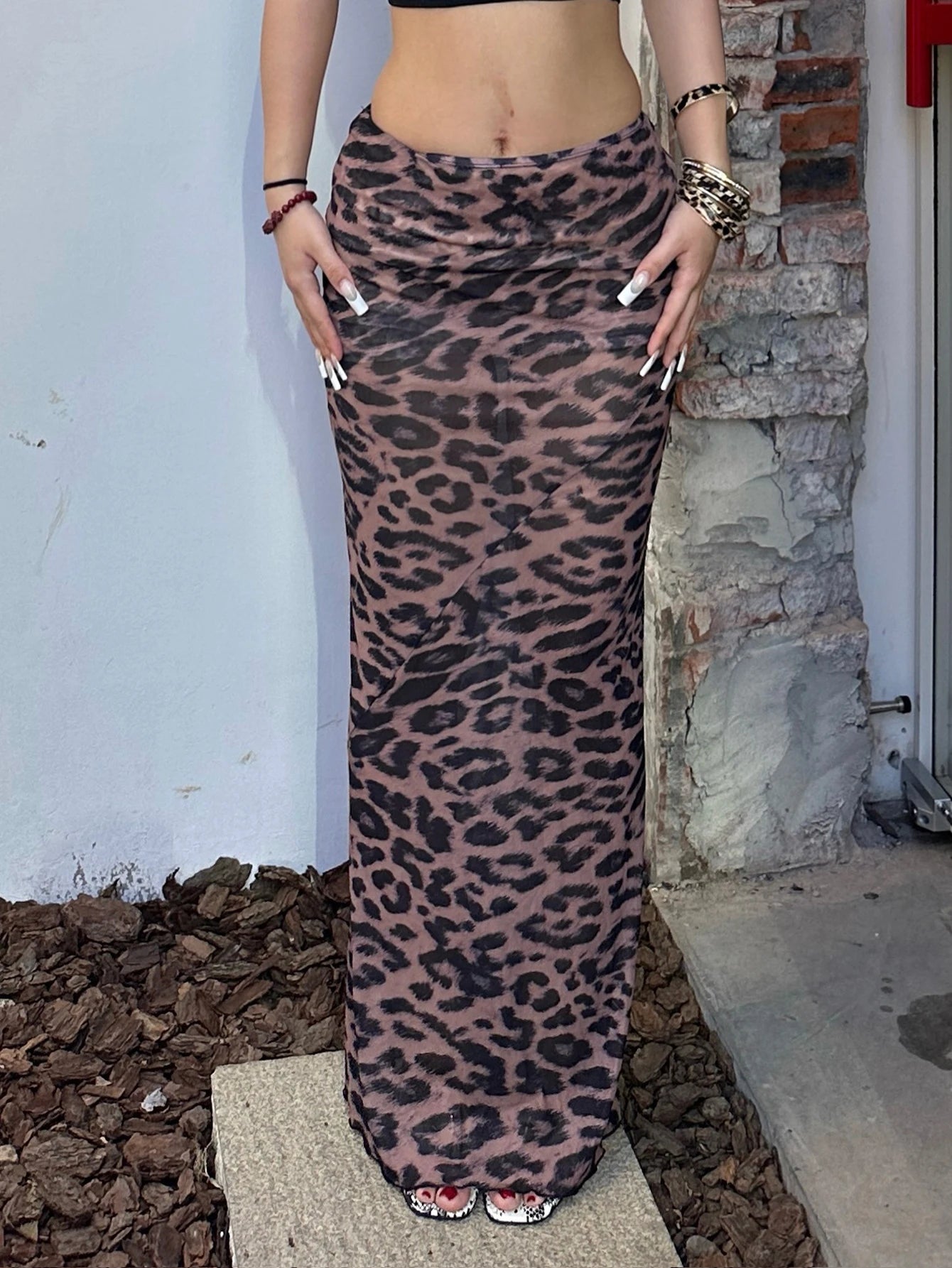 Dulzura Sexy Elegant Skirt Leopard Printed Maxi Women Skirts 2024 Lady Y2K Clothes Office Club Party Casual Streetwear Wholesale