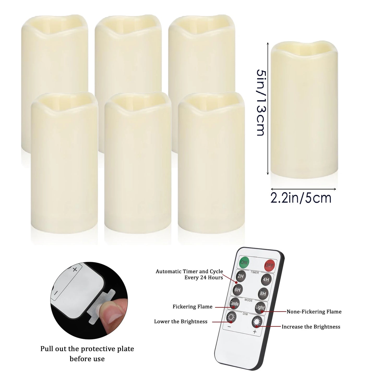 6-240Pcs LED Pillar Candles Flameless Battery Operated Candles Wedding Flickering Candle for Concert/Home Decor/Party Supplies