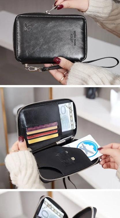 Minimalist and fashionable RFID passport holder multifunctional PU leather travel accessory passport holder wallet holder unisex