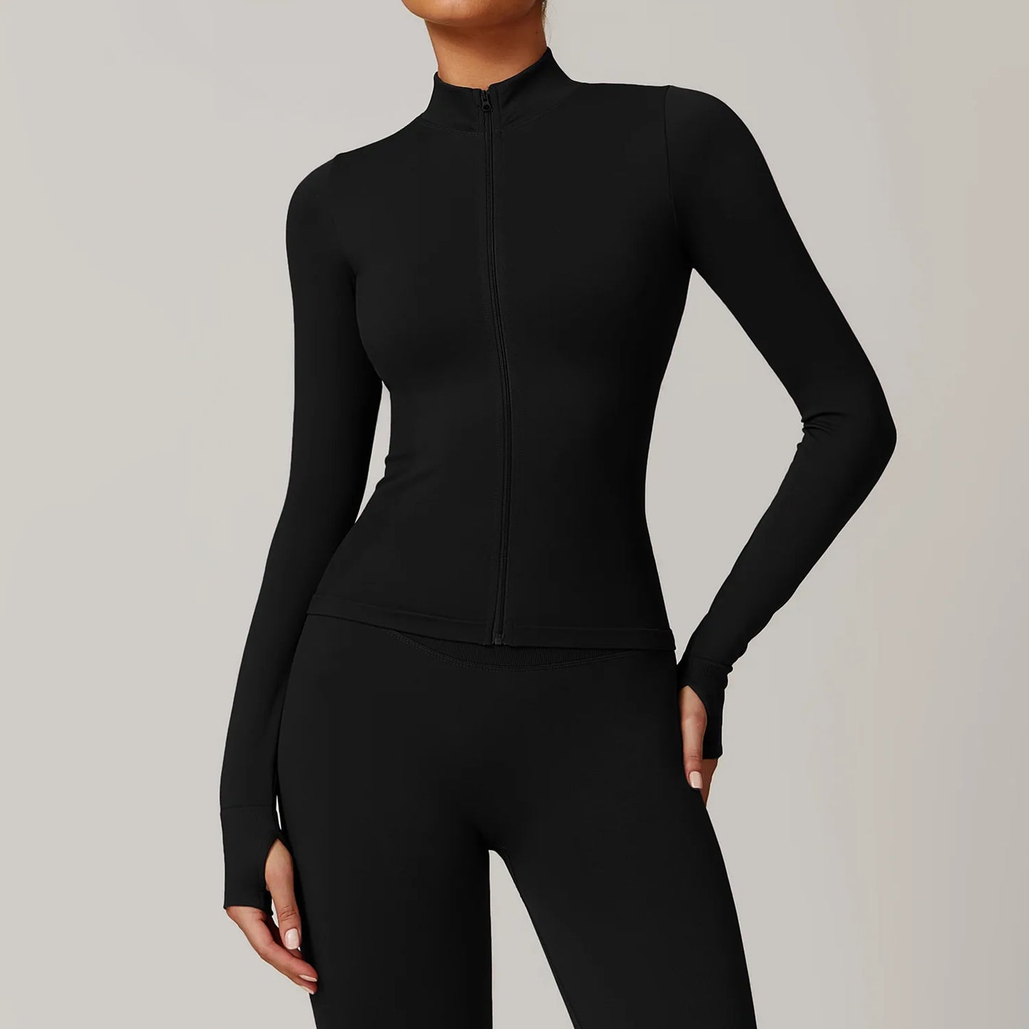 Customized LOGO women's seamless stand-up collar zipper yoga clothes jacket windproof slim top sports running jacket jacket