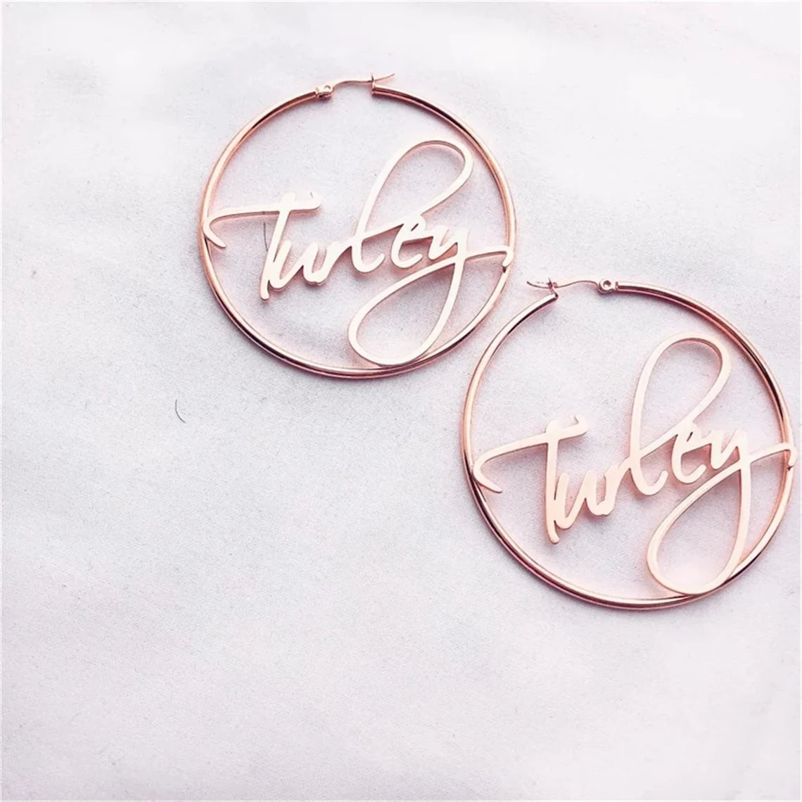 316 Stainless Steel Custom Earrings 30-100MM  Name Hoop Personalized Big Name Earrings Women Gifts Custom 18K Gold Hoop