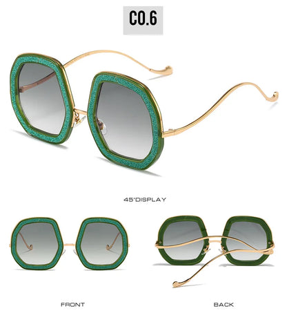 Big Frame Crystal Sun Glasses Women Cooling Designer Women Luxury Shades Lunette De Soleil Femme Googles Sunglasses Women 2022