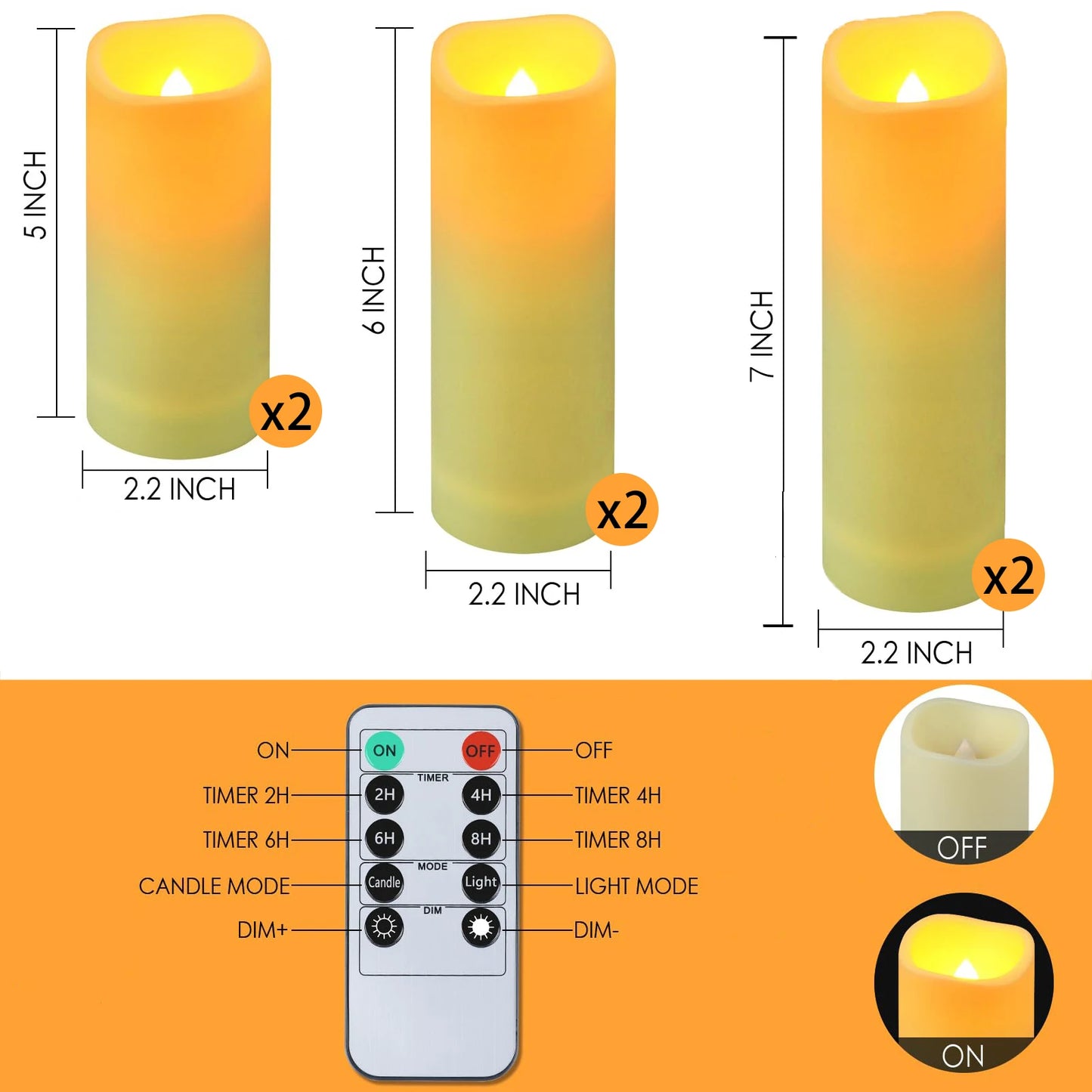 6-240Pcs LED Pillar Candles Flameless Battery Operated Candles Wedding Flickering Candle for Concert/Home Decor/Party Supplies