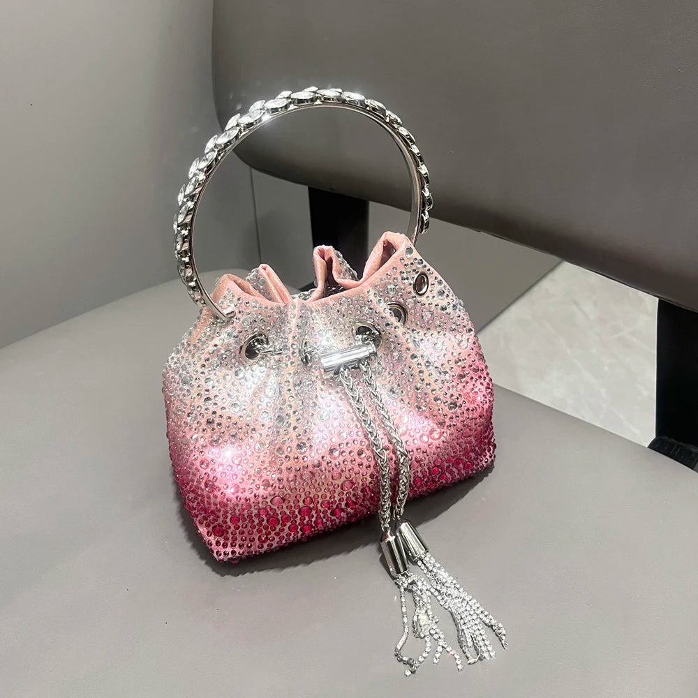 Handle Rhinestones Evening clutch Bag Purses and handbag luxury Designer shoulder bag Shiny Crystal Clutch purse bucket bag