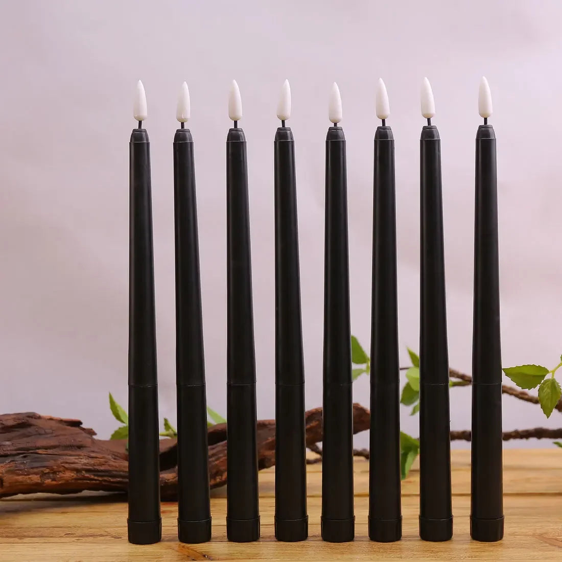 Black/White Led Candles with Flickering Flame,Battery Operated Flameless Halloween Grave Decor Votive Church Candles 1pc