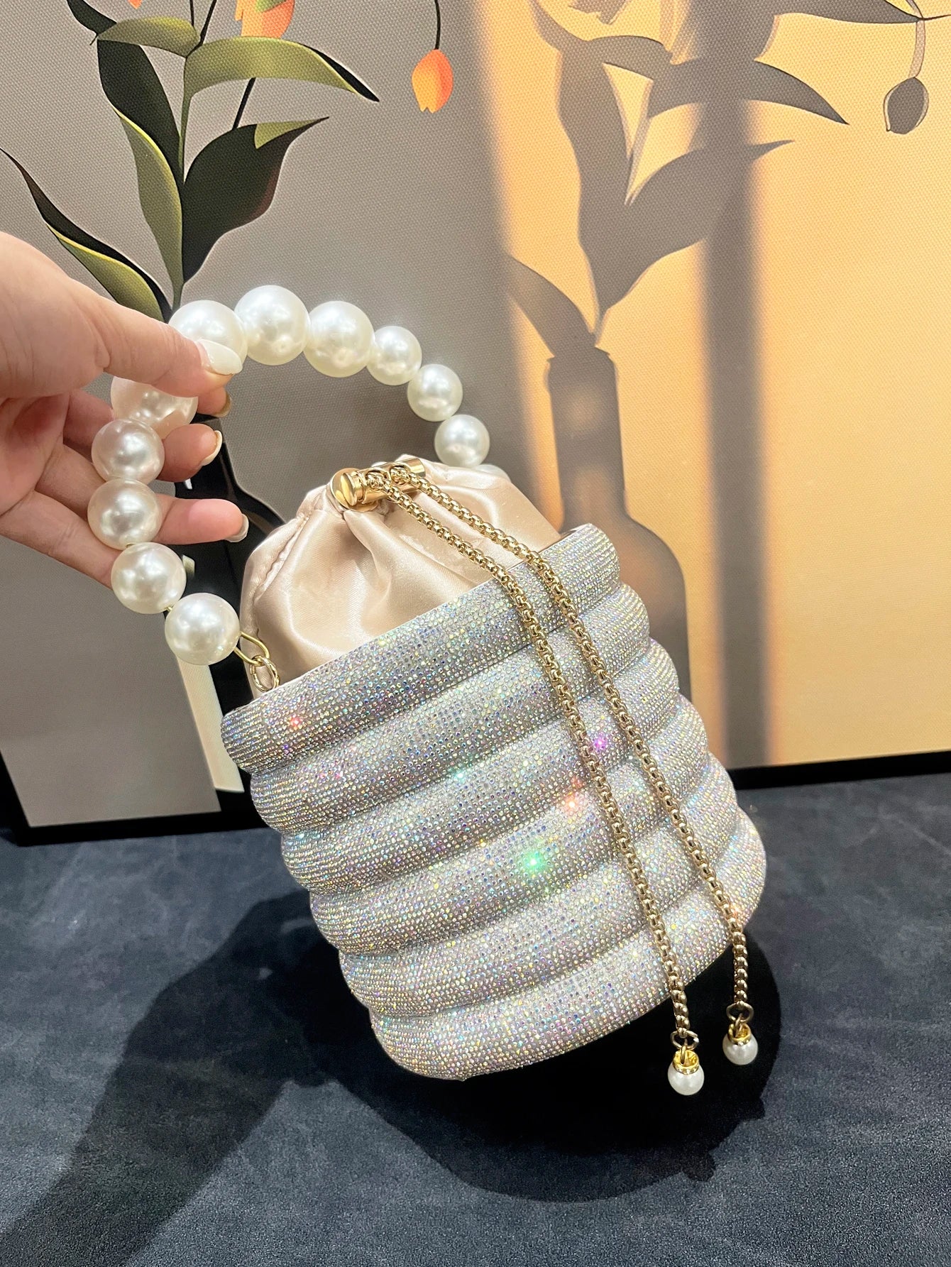 handmade Rhinestones Evening clutch Bag Purses and handbag luxury Designer shoulder bag Shiny Crystal Clutch purse bucket bag