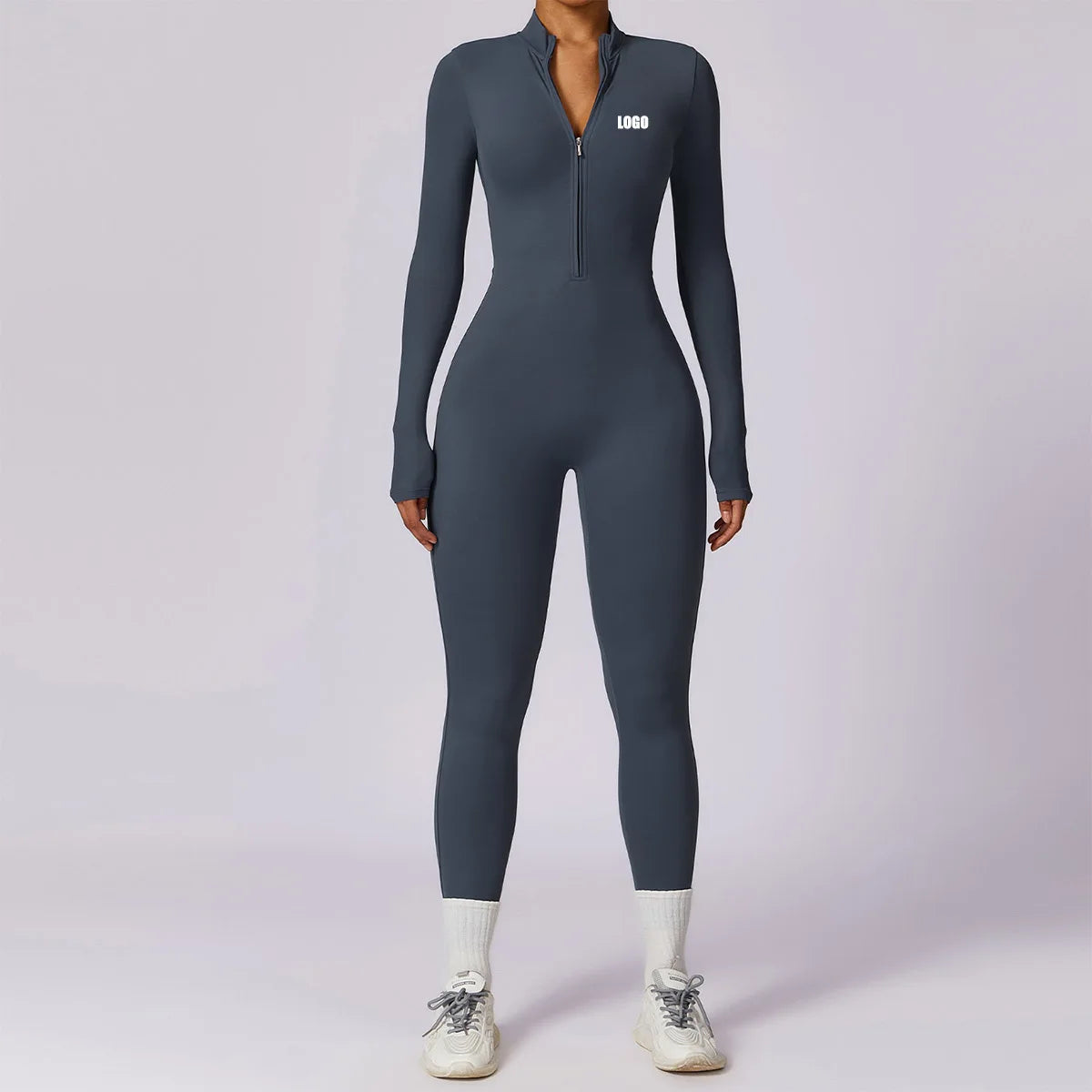 Customized LOGO women's zipper long-sleeved yoga onesie high-intensity fitness sports onesie tights