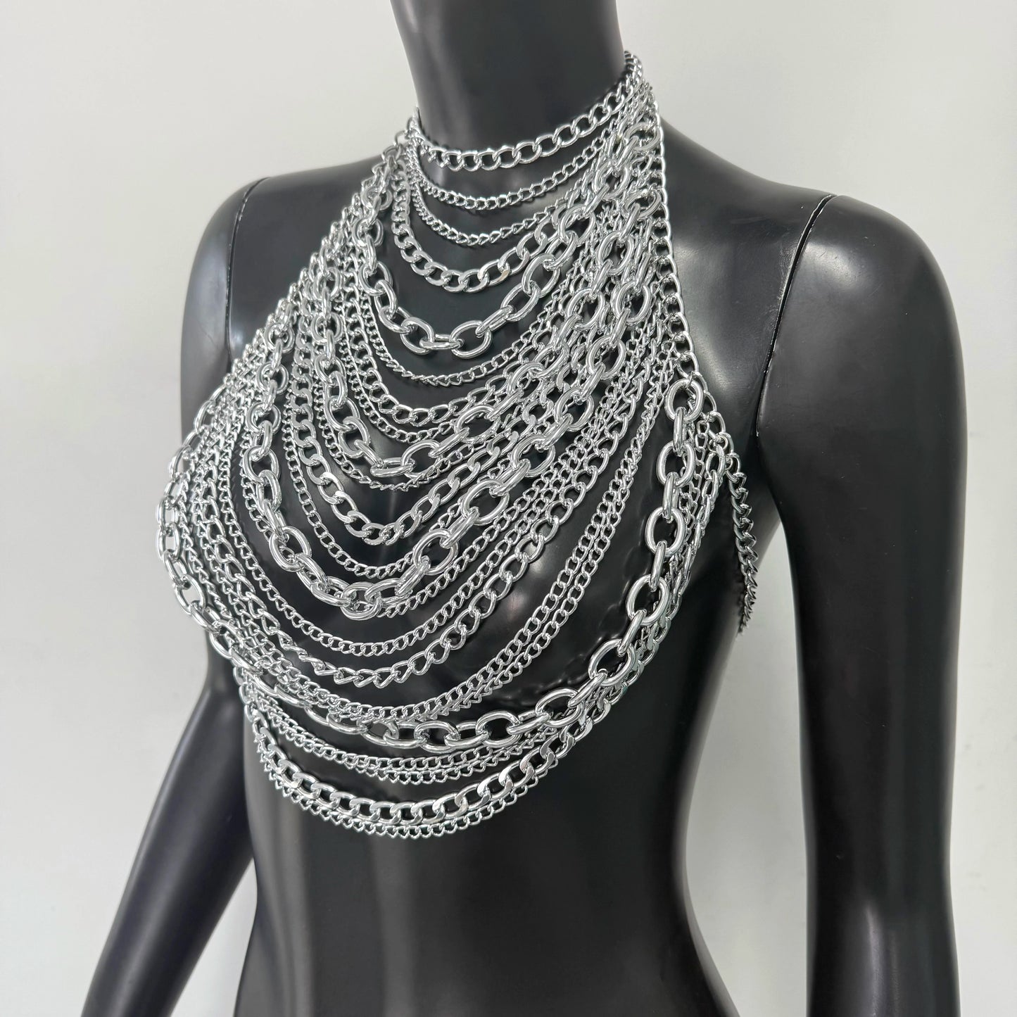 New Variety Of Body Chain Temperament White Pearl Suspender Silver Chain Top Metal Layered Fashionable Women's Clothing