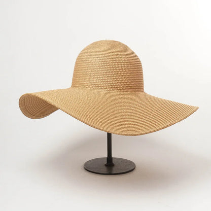 Summer Simple Floppy Sun Hat Women Wide Brim Beach Hat Girls Seaside Travel Foldable Straw Hat Sunscreen UV Protection Lady Cap
