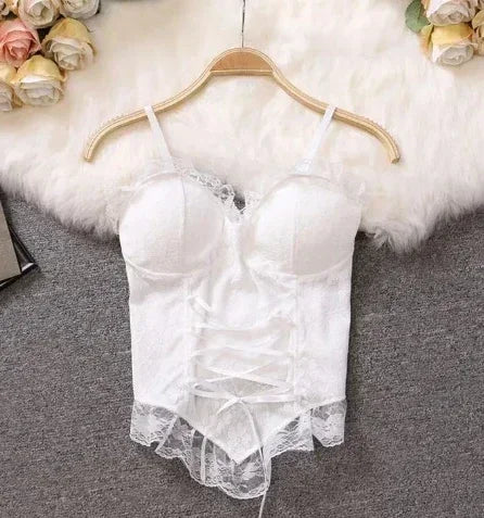 Y2K Sexy Crop Tops for Women Corset Lace Bandage Camisole Sleeveless Sling Tank Top Fashion Waistcoat Gift