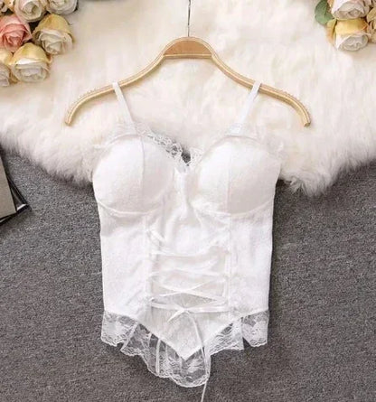 Y2K Sexy Crop Tops for Women Corset Lace Bandage Camisole Sleeveless Sling Tank Top Fashion Waistcoat Gift