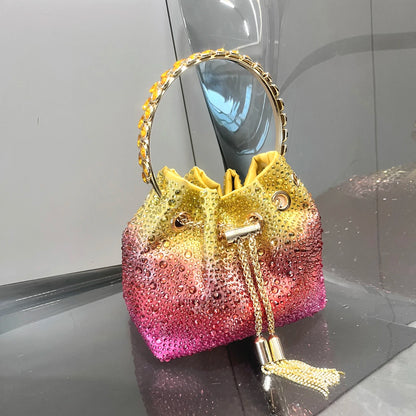 Handle Rhinestones Evening clutch Bag Purses and handbag luxury Designer shoulder bag Shiny Crystal Clutch purse bucket bag