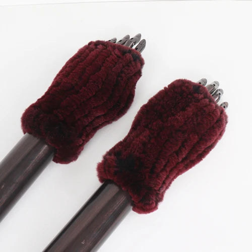 New Style Fashion 100% Genuine Rex Rabbit Fur Lady Gloves Women Winter Keep Warm Real Fur Glove Elastic Knit Outdoor Fur Mittens