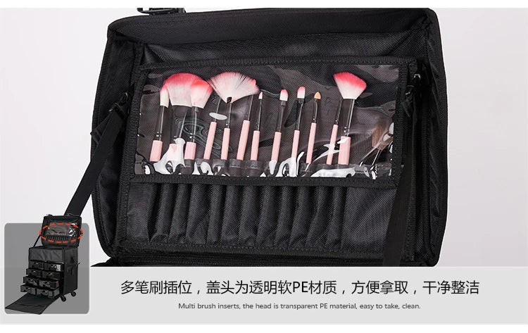 Multifunction Rolling Luggage Sets Spinner Multi-layer Trolley Suitcase with Wheels Women Oxford professional Cosmetic Case