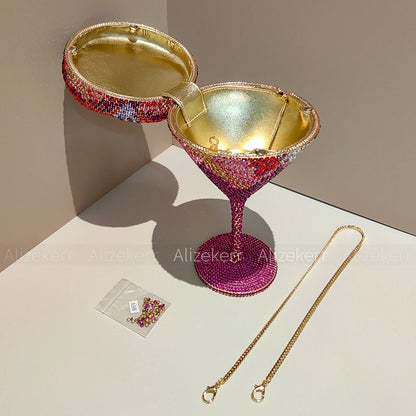 Alizekerr Goblet Rhinestone Evening Bags Women Gorgeous Boutique Unique Flower Crystal Clutch Purses And Handbags Wedding Party