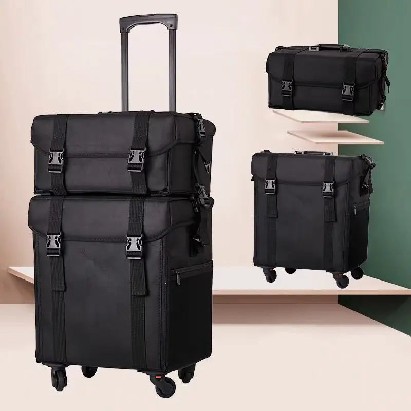 Multifunction Rolling Luggage Sets Spinner Multi-layer Trolley Suitcase with Wheels Women Oxford professional Cosmetic Case