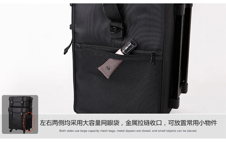 Multifunction Rolling Luggage Sets Spinner Multi-layer Trolley Suitcase with Wheels Women Oxford professional Cosmetic Case