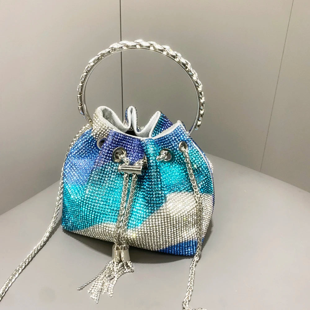 purses and handbags bags for women luxury Designer bucket clutch purse evening banquet bag Crystal rhinestone shoulder bags