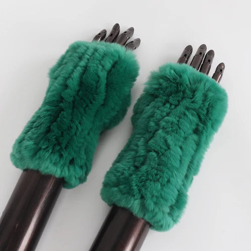 New Style Fashion 100% Genuine Rex Rabbit Fur Lady Gloves Women Winter Keep Warm Real Fur Glove Elastic Knit Outdoor Fur Mittens