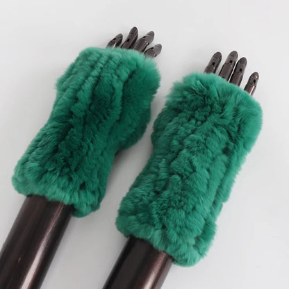 New Style Fashion 100% Genuine Rex Rabbit Fur Lady Gloves Women Winter Keep Warm Real Fur Glove Elastic Knit Outdoor Fur Mittens