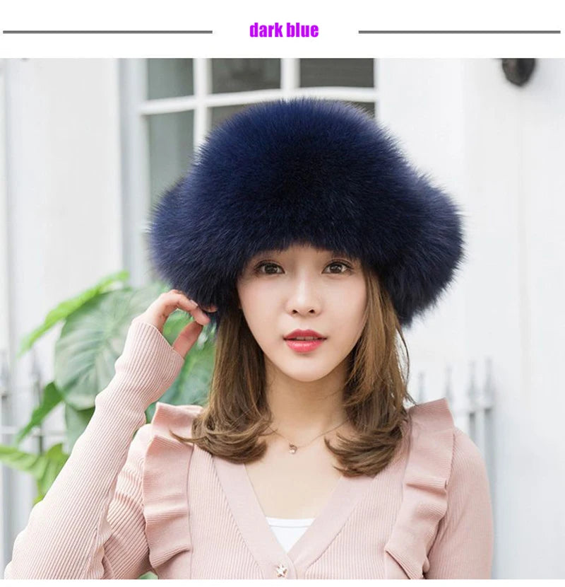 2025 100% Real Fox Fur Hats Women's Russian Ushanka Aviator Trapper Snow Skiing Hat Caps Earflap Winter Raccoon Fur Bomber Hat