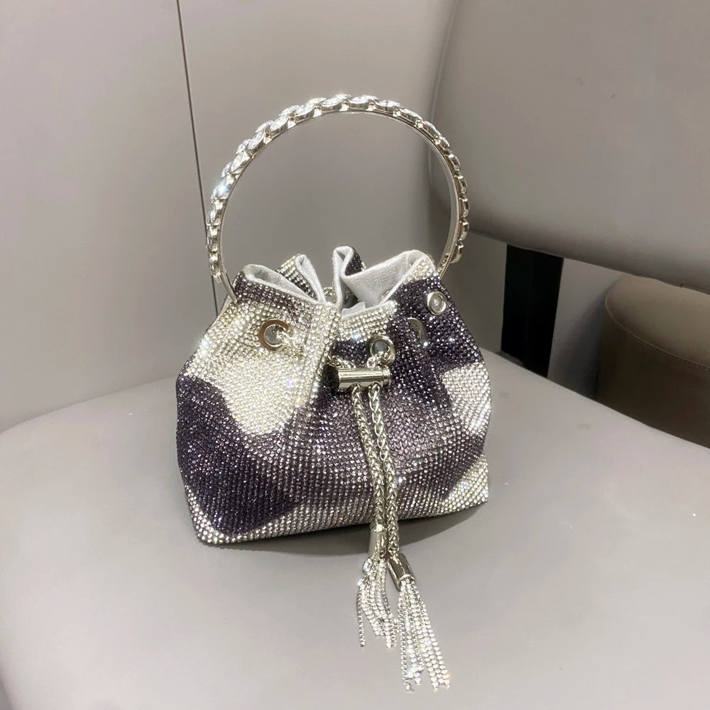 purses and handbags bags for women luxury Designer bucket clutch purse evening banquet bag Crystal rhinestone shoulder bags