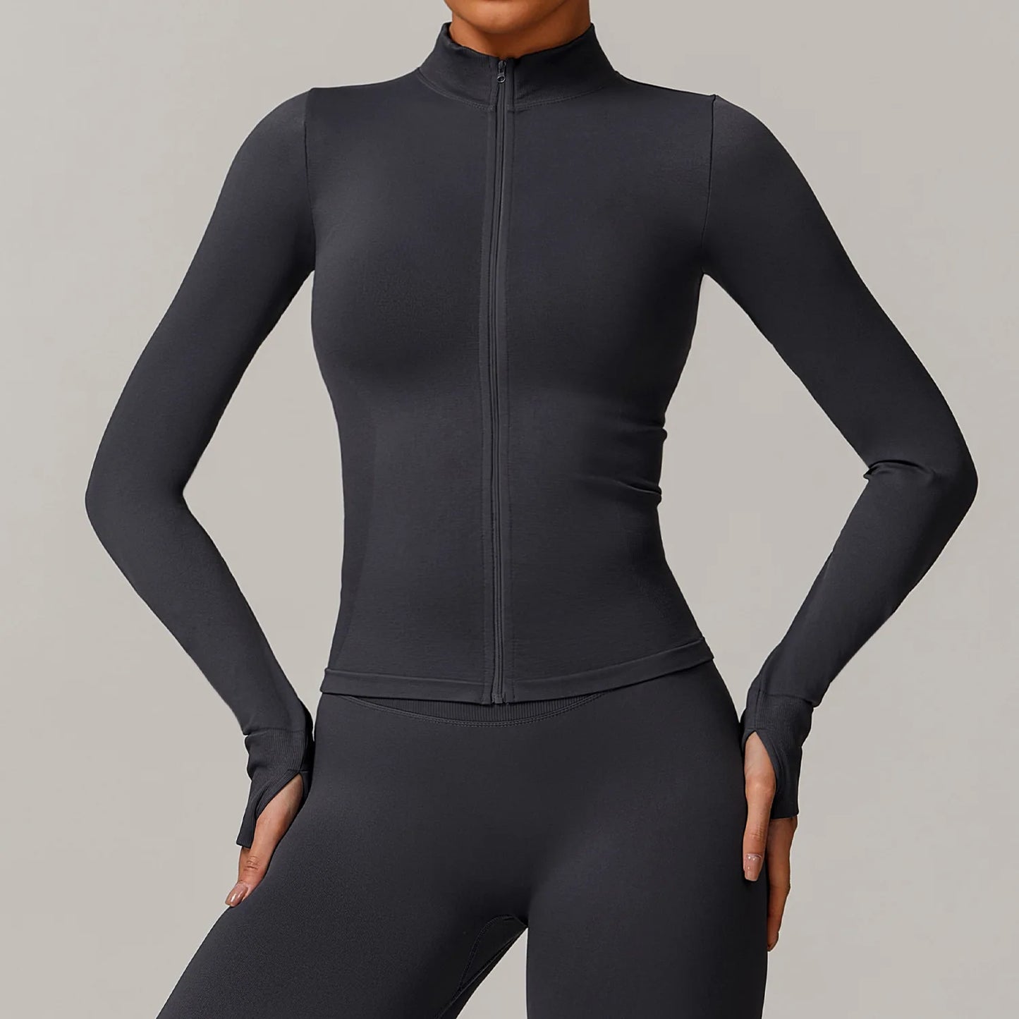 Customized LOGO women's seamless stand-up collar zipper yoga clothes jacket windproof slim top sports running jacket jacket